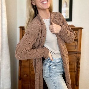 Brown Moon & Madison Midi Knit Cardigan